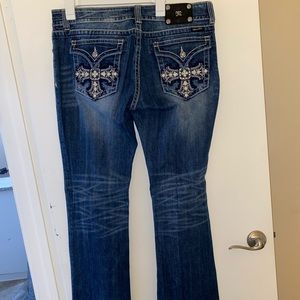 RARE Miss Me Bootcut Jeans with Cross Jeweled Butt NWOT